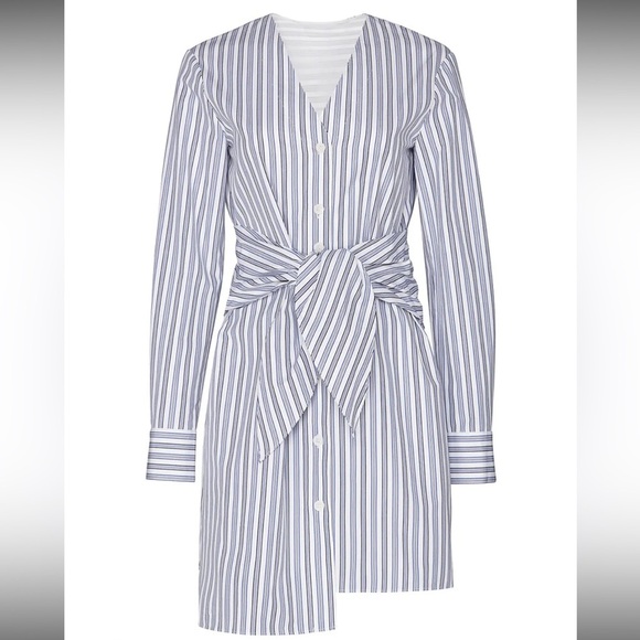 TIBI Liam Stripe V-Neck Shirt with Tie Sz 8 $395 - Picture 1 of 14